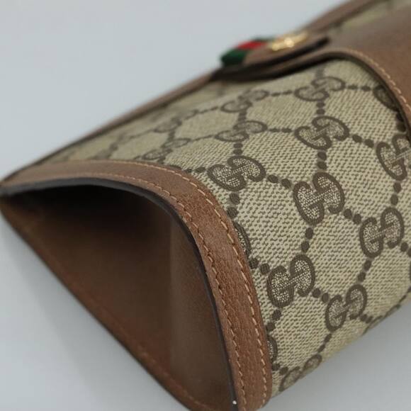GUCCI GG Supreme Web Sherry Line Clutch Bag Pvc Beige Red 89 01 032 - Picture 8 of 16